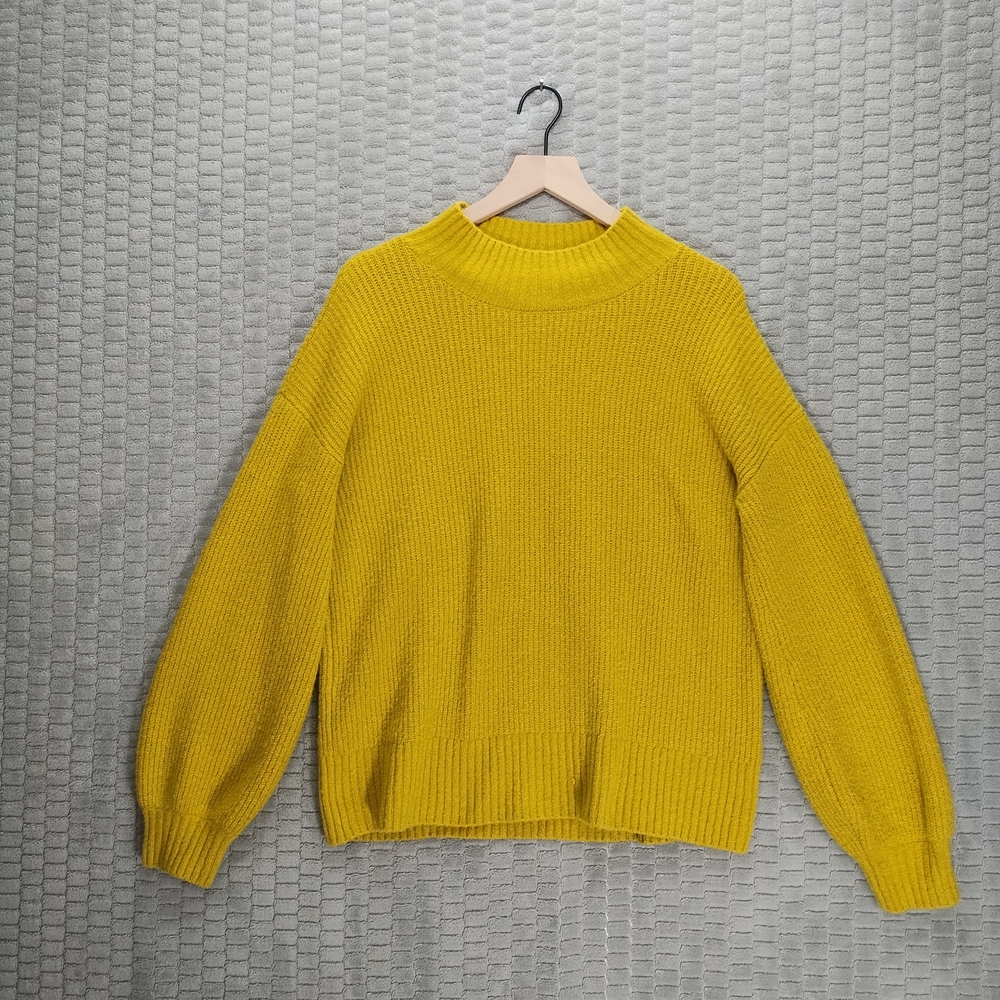 Goodthreads Lime Chartreuese Yellow Relaxed Fit Boucle Sweater-Sz M